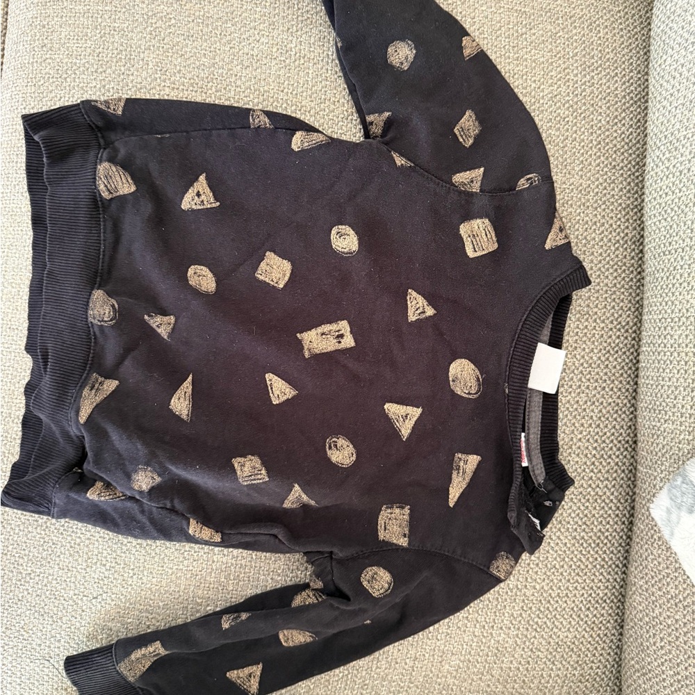 Zara Black BabyBoy Sweatshirt with Metallic Gold Accent